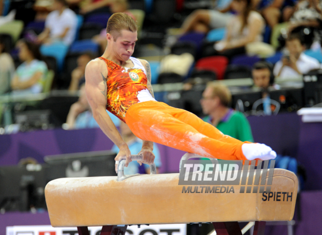 Azərbaycan gimnastı Oleq Stepko Avropa Oyunlarında gümüş medal qazandı. Bakı, Azərbaycan, 18 iyun 2015